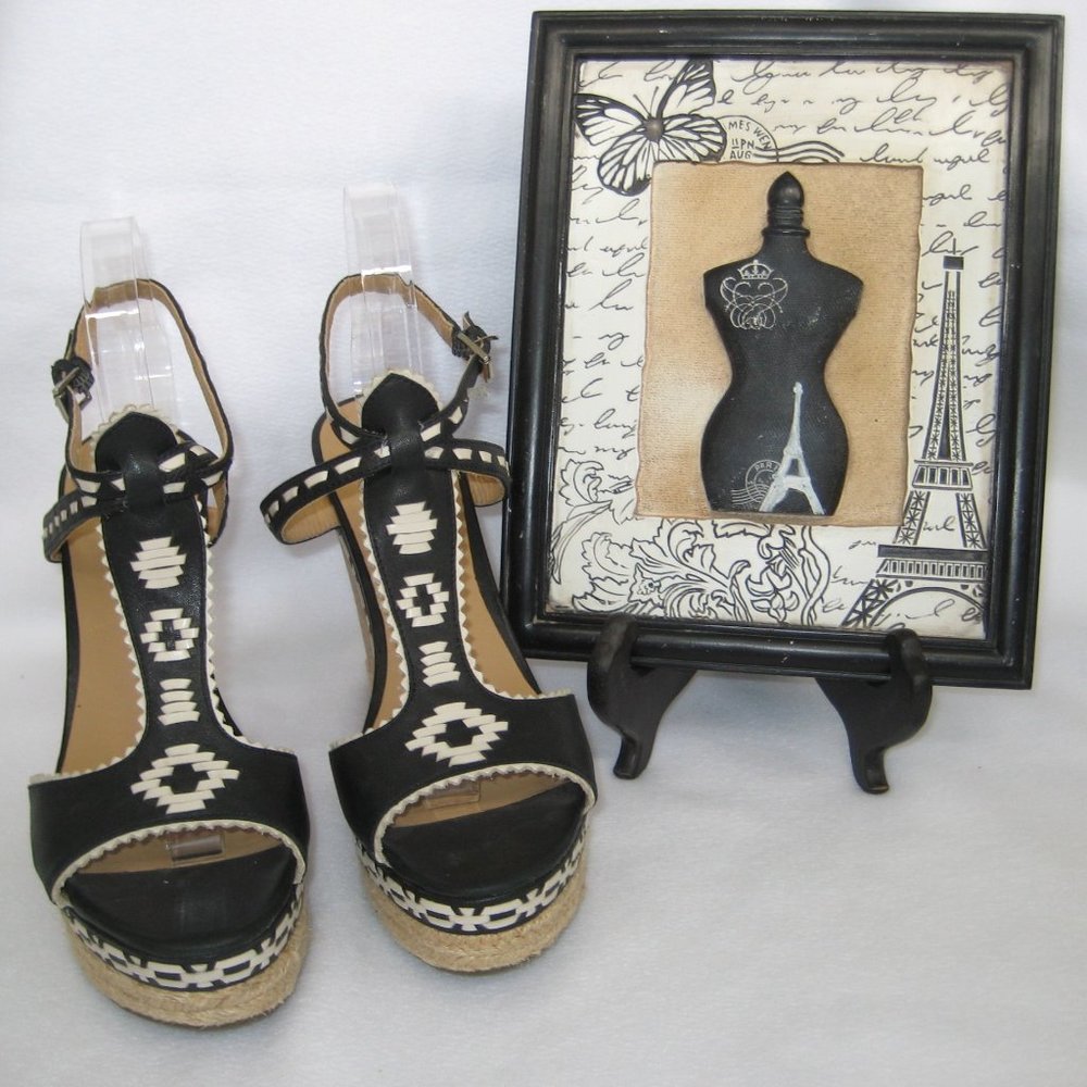 BELLE By SIGERSON MORRISON "Aivi" T-shape Leather Strappy Cork Wedge 7.5M - EUC
